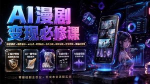 AI漫剧变现必修课:版权授权×爆款剧本×AI生成×高清角色×自动分镜×高级运镜×配音剪辑×零基础变现-优创圈