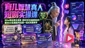 育儿智慧真人短剧实操课|80w粉丝博主亲授,跨时空对话剧情创作,脚本AI生图起号运营一站式完整教学-优创圈