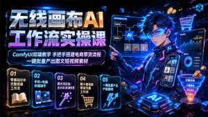 无线画布AI工作流实操课|ComfyUI双端教学,手把手搭建电商带货流程,一键批量产出图文短视频素材-优创圈