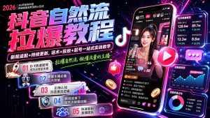 抖音自然流拉爆教程-更新7月:做懂流量的主播,新规适配+持续更新,话术+投放+起号一站式实战教学-优创圈