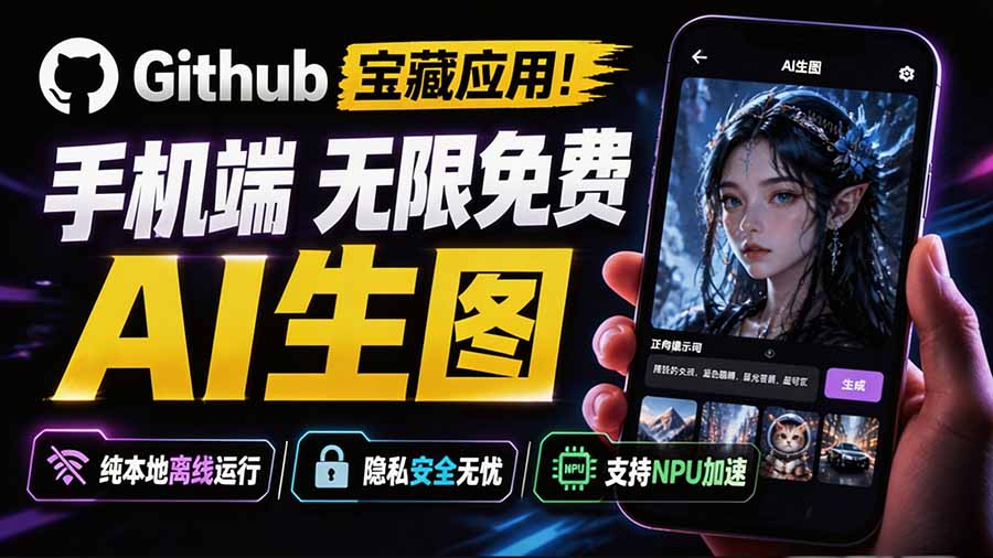 Github宝藏应用！手机端无限免费AI 生图，纯本地离线运行，支持NPU加速 斩获3.1k stars，local-dream