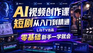 AI视频创作课,短剧从入门到精通,LibTV出品,零基础新手一学就会-优创圈