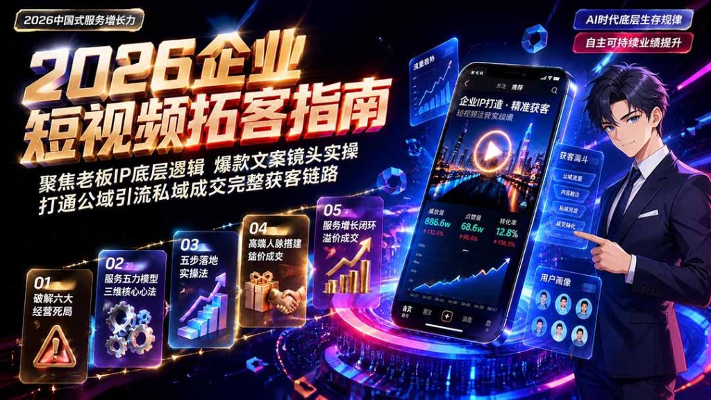 2026AI时代服务增长力实战课-无水印|五力模型三维心法教学,破解门店客源流失低价内卷实现长效业绩增长-优创圈