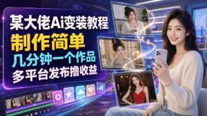 某大佬Ai变装教程，制作简单，几分钟一个作品，多平台发布撸收益-优创圈