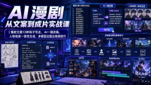 AI漫剧从文案到成片实战课|爆款文案13种钩子写法、AI一键改稿、人物场景一致性生成、多模型出图出视频技巧-优创圈