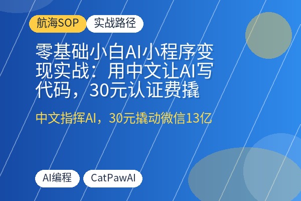零基础小白AI小程序变现实战:用中文让AI写代码,30元认证费撬动微信13亿流量睡后收入-优创圈
