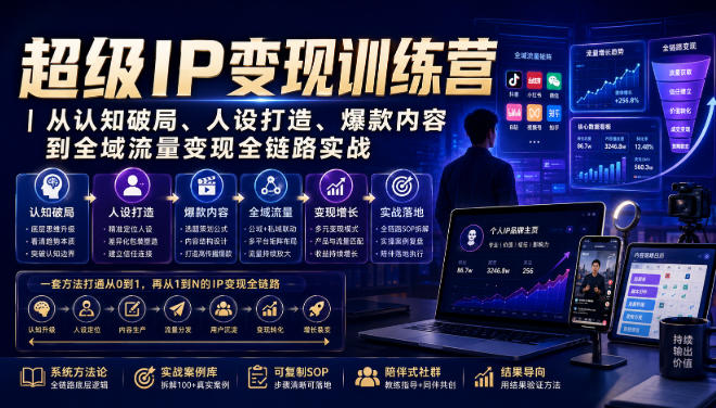 超级IP变现训练营|从认知破局、人设打造、爆款内容到全域流量变现全链路实战-优创圈