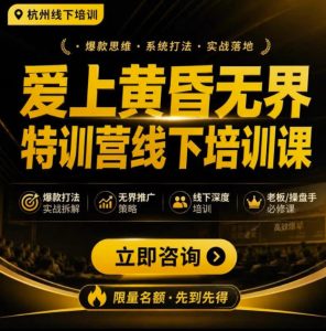 爱上黄昏无界特训营AI推广实战7月27-30杭州线下课,AI落地淘宝最完整的课程,学天猫淘宝的老板必看-优创圈
