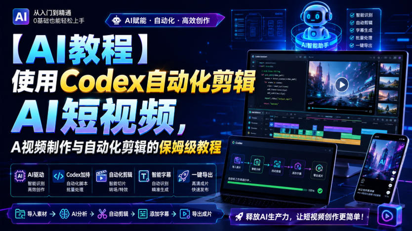 【AI教程】使用Codex自动化剪辑AI短视频,AI视频制作与自动化剪辑的保姆级教程-优创圈