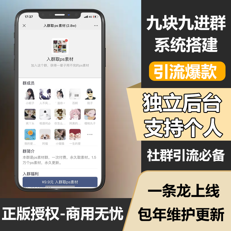九块九进群系统