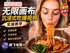 保姆级教程|用AI无线画布做沉浸式吃播,3步直接出片,无线画布工作流,操作简单好上手-优创圈