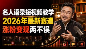 名人语录短视频教学,2026年最新赛道,涨粉变现两不误-优创圈