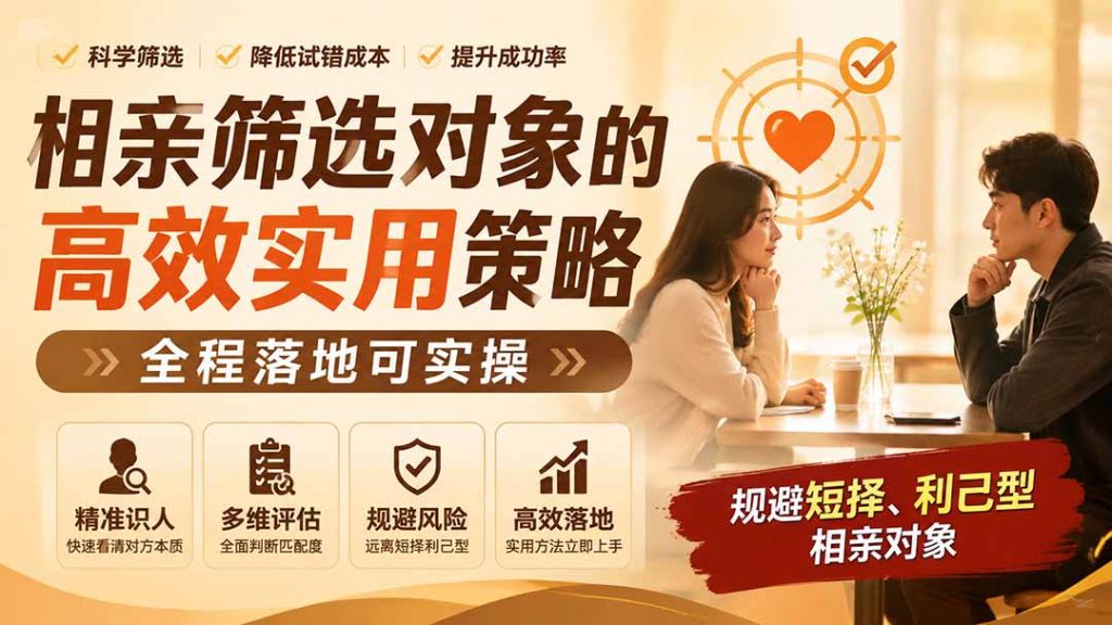付费文章:相亲筛选对象的高效实用策略,全程落地可实操,规避短择、利己型相亲对象-优创圈