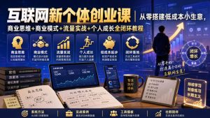 互联网新个体创业课|从零搭建低成本小生意,商业思维+商业模式+流量实战+个人成长全闭环教程-优创圈