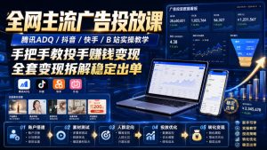 全网主流广告投放课,腾讯ADQ / 抖音 / 快手 / B 站实操教学,手把手教投手赚钱变现,全套变现拆解稳定出单-优创圈