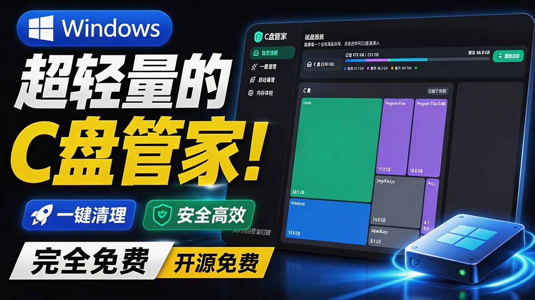 Windows 超轻量的C盘管家!超级有特点,支持磁盘分析及清理提醒,2M大小体积,完全免费 C盘管家