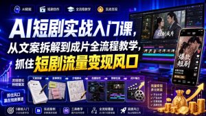 AI短剧实战入门课,从文案拆解到成片全流程教学,抓住短剧流量变现风口-优创圈