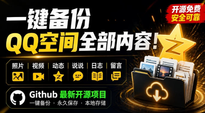 一键将你QQ空间全部内容备份下来!照片/视频/动态信息全存本地,Github最新开源项目QzoneArchive-优创圈