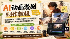 AI动画漫剧制作教程｜选题剧情构思·分镜提示词撰写·AI绘图配音·2D动画制作·剪映实操完成完整漫剧成片-优创圈