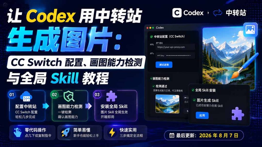 让 Codex 用中转站生成图片:CC Switch 配置、画图能力检测与全局 Skill 教程-优创圈