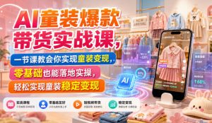 AI童装爆款带货实战课，一节课教会你实现童装变现，零基础也能落地实操-优创圈