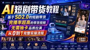 AI短剧带货教程,基于SD2.0的短剧带货,完播率超高的带货视频,无需抽卡品质拉满,从0到1完整实操流程-优创圈