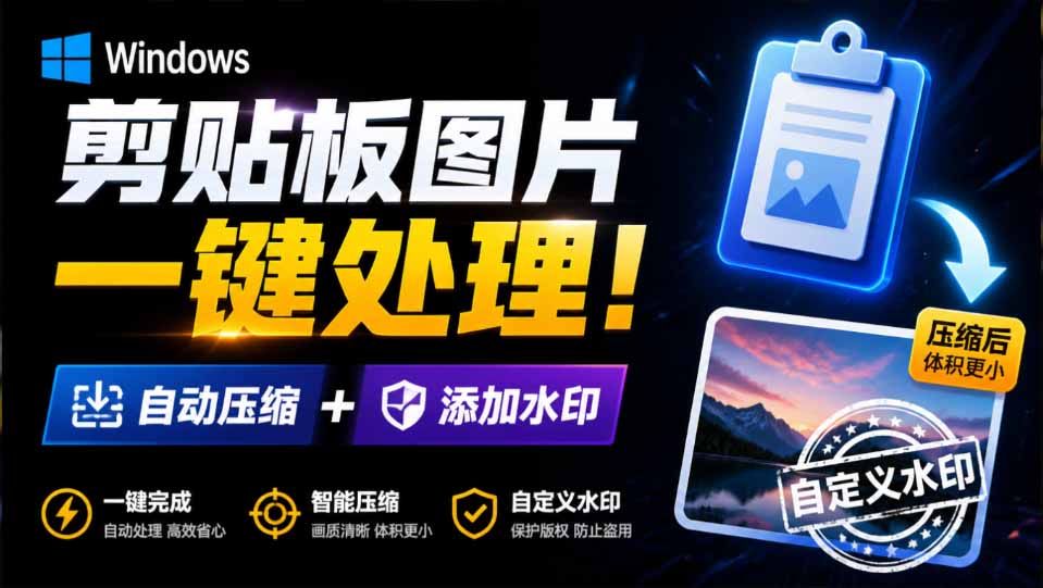 Windows 剪贴板复制图片后,体积会暴涨数百倍?剪贴板图片一键自动压缩及添加水印工具-优创圈