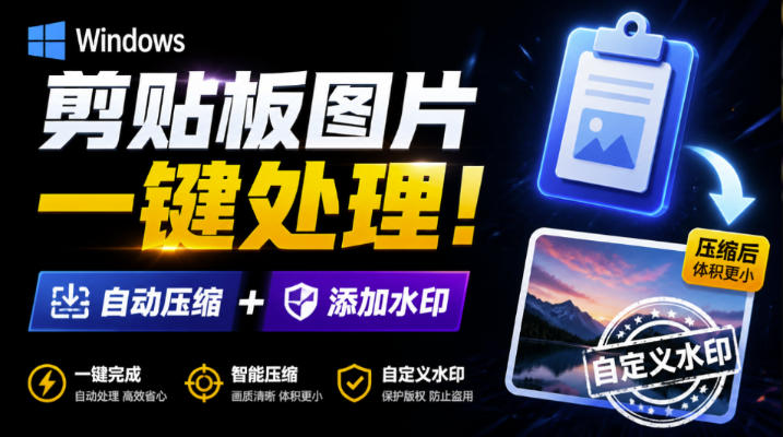 Windows剪贴板复制图片后,体积会暴涨数百倍?剪贴板图片一键自动压缩及添加水印工具-优创圈