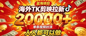 海外TK拉新最新玩法,剪映就能做,不用经验不用粉丝,单条视频收益上限2W+-优创圈