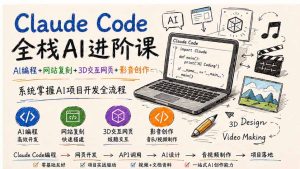 Claude Code全栈AI进阶课;AI编程+网站复刻+3D交互网页+影音创作,系统掌握AI项目开发全流程-优创圈