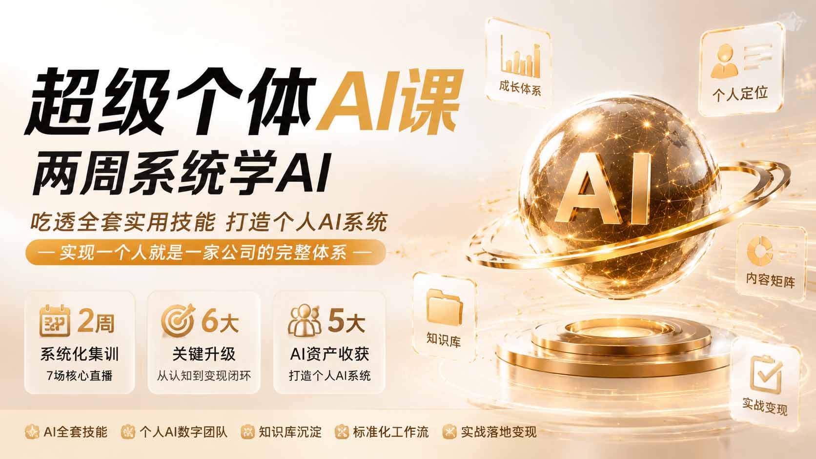 超级个体AI课 两周系统学AI;吃透全套实用技能打造个人AI系统,实现一个人就是一家公司的完整体系(更新第七讲)