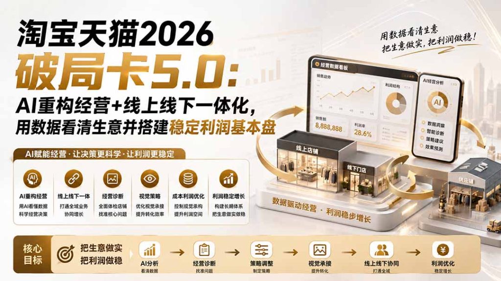 淘宝天猫2026破局卡5.0:AI重构经营+线上线下一体化,用数据看清生意并搭建稳定利润基本盘-优创圈