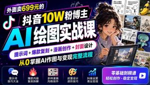 外面卖699元的抖音10W粉博主AI绘图实战课:提示词+爆款复刻+漫画创作+封面设计,从0掌握AI作图与变现完整流程-优创圈