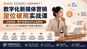 数字化新媒体营销定位破局实战课：从我是谁、客户是谁到为什么选择我，建立个人IP与精准客户经营完整体系-优创圈
